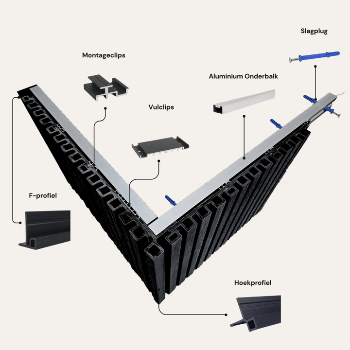 Premium Rabatdeel Rhombus Zwart 300 cm - composiet